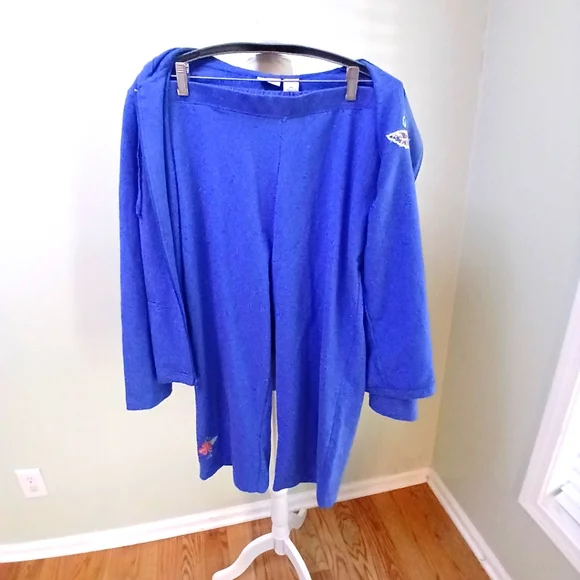 Kim Rogers 2 Pc Vintage Zip Hoodie Embroidered Floral Pant Suit - Picture 3 of 4